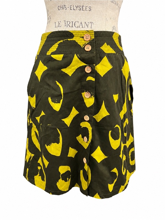 Marimekko for anthropology Dresses & Skirts - Marimekko for Anthropologie Size 8 Lime Green & Olive Button Front Pocket Skirt